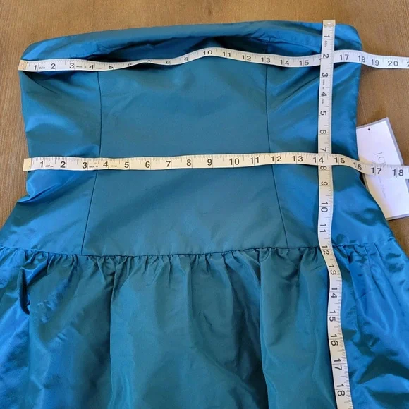 J crew 100% silk blue strapless dress size 12 NWT - Picture 4 of 7